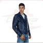 Men's jacket in Genuine Blue Leather CROSSOVER RACEWEARS