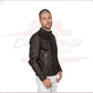 Men's Jacket in Genuine Dark Brown Nabuk Oil Leather CROSSOVER RACEWEARS