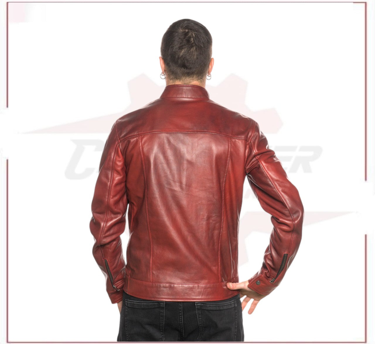 Men's Jacket in Genuine Bordeaux Leather CROSSOVER RACEWEARS