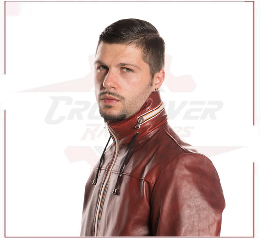 Bomber KiWey - Men’s Bomber Bordeaux genuine leather CROSSOVER RACEWEARS