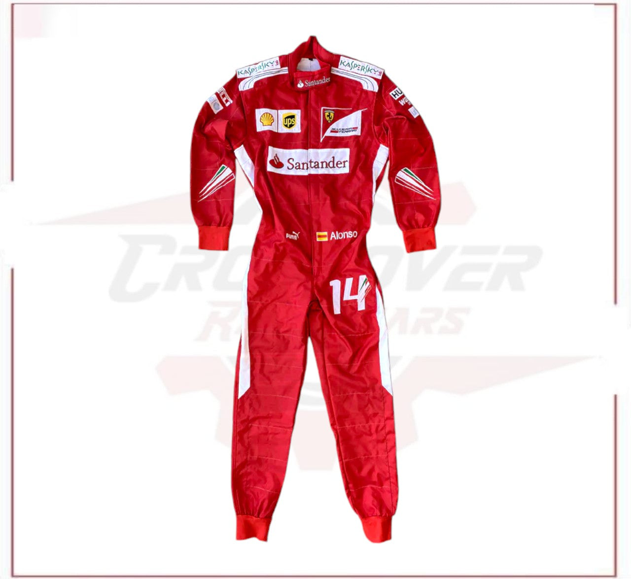 2014 Fernando Alonso Ferrari F1 Embroidered Racing Suit CROSSOVER RACEWEARS