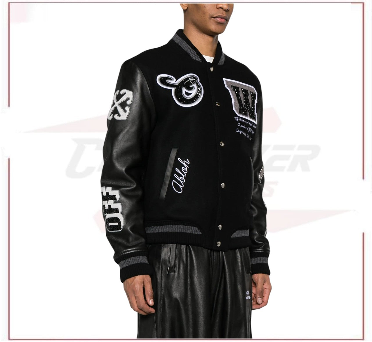 Off-White crystal-embellished varsity jacket