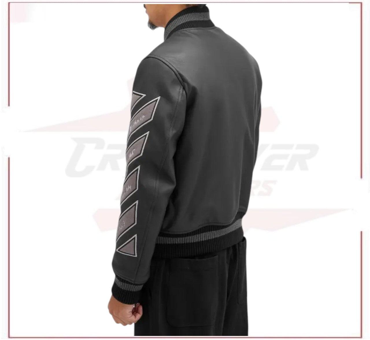Off-White Leather Varsity Jacket