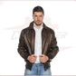 Fonzie - Men's Bomber Jacket in Genuine Dark Brown Leather CROSSOVER RACEWEARS