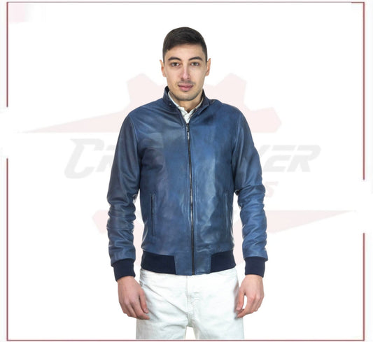 Bomber Napoli - Men’s Bomber Jacket in genuine leather CROSSOVER RACEWEARS