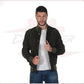 U03 Bis - Men's Bomber Jacket in Genuine Green Suede Leather CROSSOVER RACEWEARS