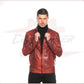 Attila - Men's Biker Jacket in Genuine Bordeaux Leather CROSSOVER RACEWEARS