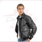 Men's Bomber Jacket in Genuine Black Leather CROSSOVER RACEWEARS