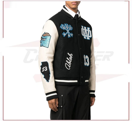 Off-White logo-patch varsity jacket