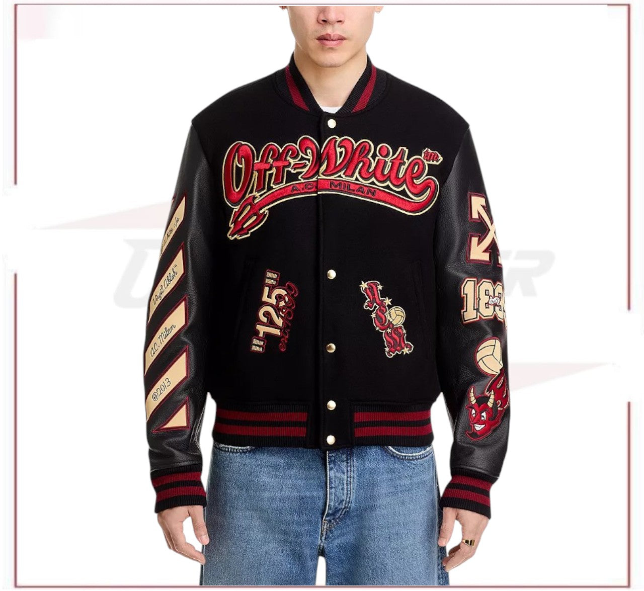 Off-White x AC Milan 125th Anniversary Embroidered Varsity Jacket - Exclusive