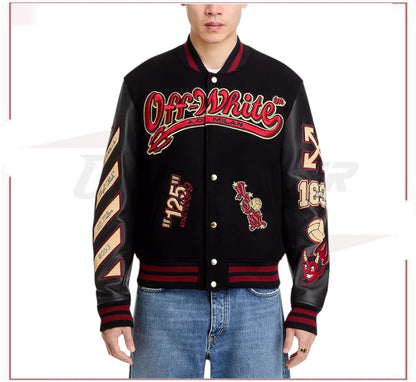 Off-White x AC Milan 125th Anniversary Embroidered Varsity Jacket - Exclusive