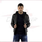 Men's Bomber Jacket in Genuine Black Leather CROSSOVER RACEWEARS