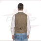 Men's Vest in Genuine Taupe Suede Leather CROSSOVER RACEWEARS