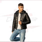 Berlino - Men's Down Jacket in Genuine Black Leather CROSSOVER RACEWEARS