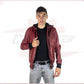 Bomber Napoli Cap - Men's Bomber Jacket in Genuine Bordeaux Leather CROSSOVER RACEWEARS