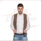 Men's Vest in Genuine Cocoa Suede Leather CROSSOVER RACEWEARS