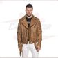 Men's jacket in Genuine Brown Leather CROSSOVER RACEWEARS