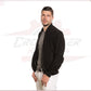 David - Men's Bomber Jacket in Genuine Black Suede Leather CROSSOVER RACEWEARS