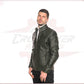 Attila - Biker Mens Genuine Green Leather CROSSOVER RACEWEARS