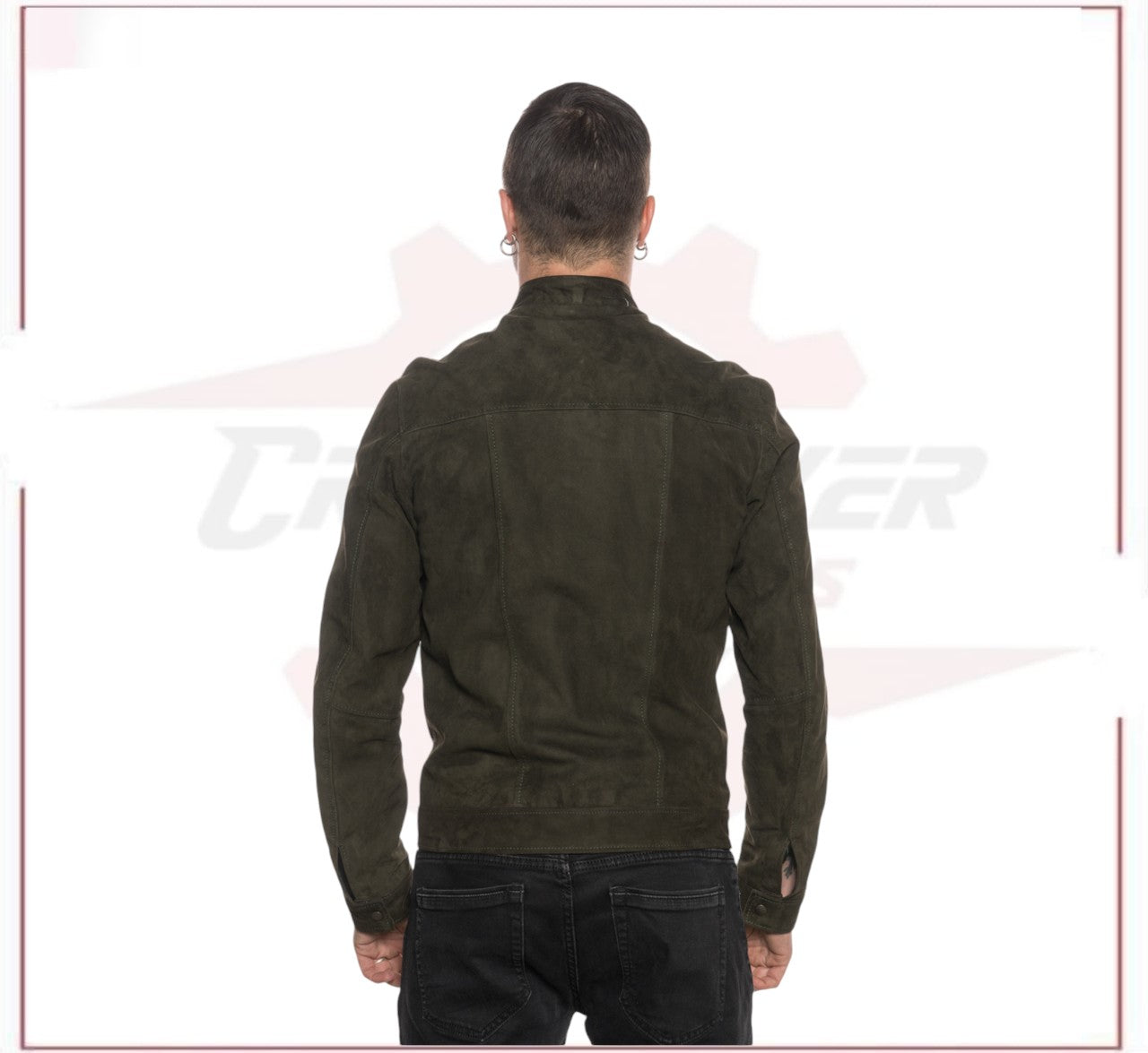 Bomber Napoli - Bomber Men in Genuine Green Suede Leather CROSSOVER RACEWEARS