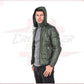 Berlino - Men's Down Jacket in Genuine Green Leather CROSSOVER RACEWEARS