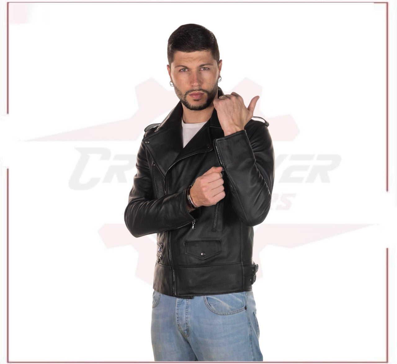 Perfect - Men's Perfecto in Genuine Black Leather CROSSOVER RACEWEARS