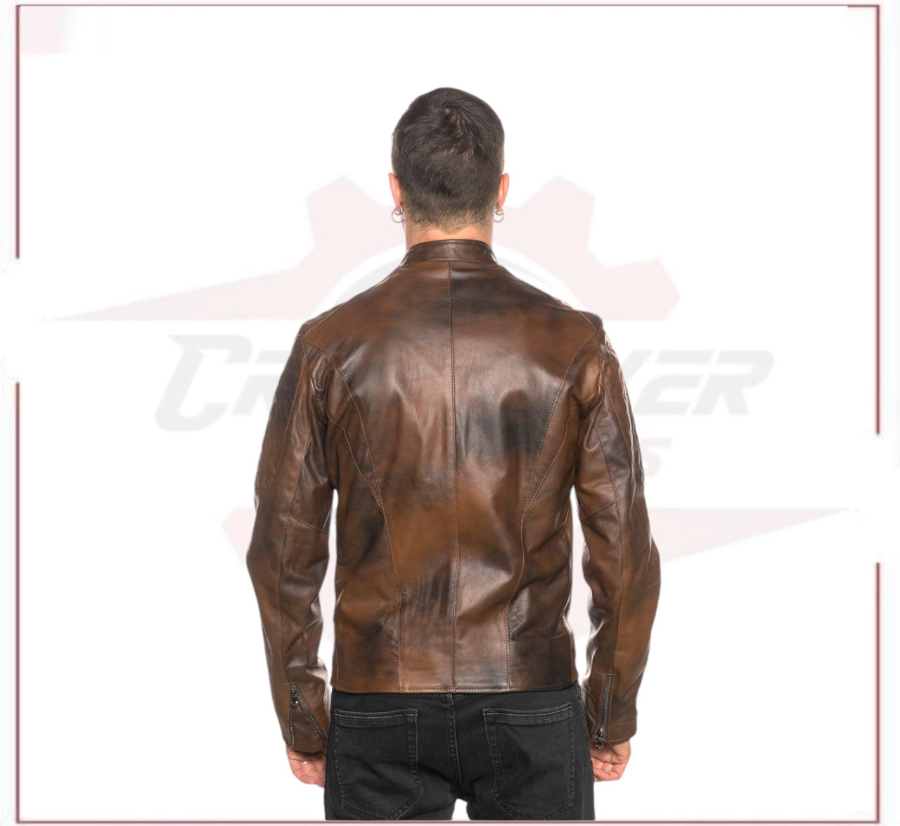 New Men’s Biker Brown genuine leather CROSSOVER RACEWEARS