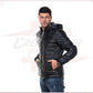 Rio - Men's Down Jacket in Genuine Black Leather CROSSOVER RACEWEARS