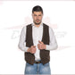 Men's Vest in Genuine Dark Brown Suede Leather CROSSOVER RACEWEARS