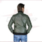 David - Men's Bomber Jacket in Green Genuine Leather CROSSOVER RACEWEARS
