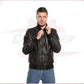 Men's Bomber in Genuine Black Leather CROSSOVER RACEWEARS