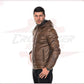 Berlino - Men's Down Jacket in Genuine Brown Leather CROSSOVER RACEWEARS