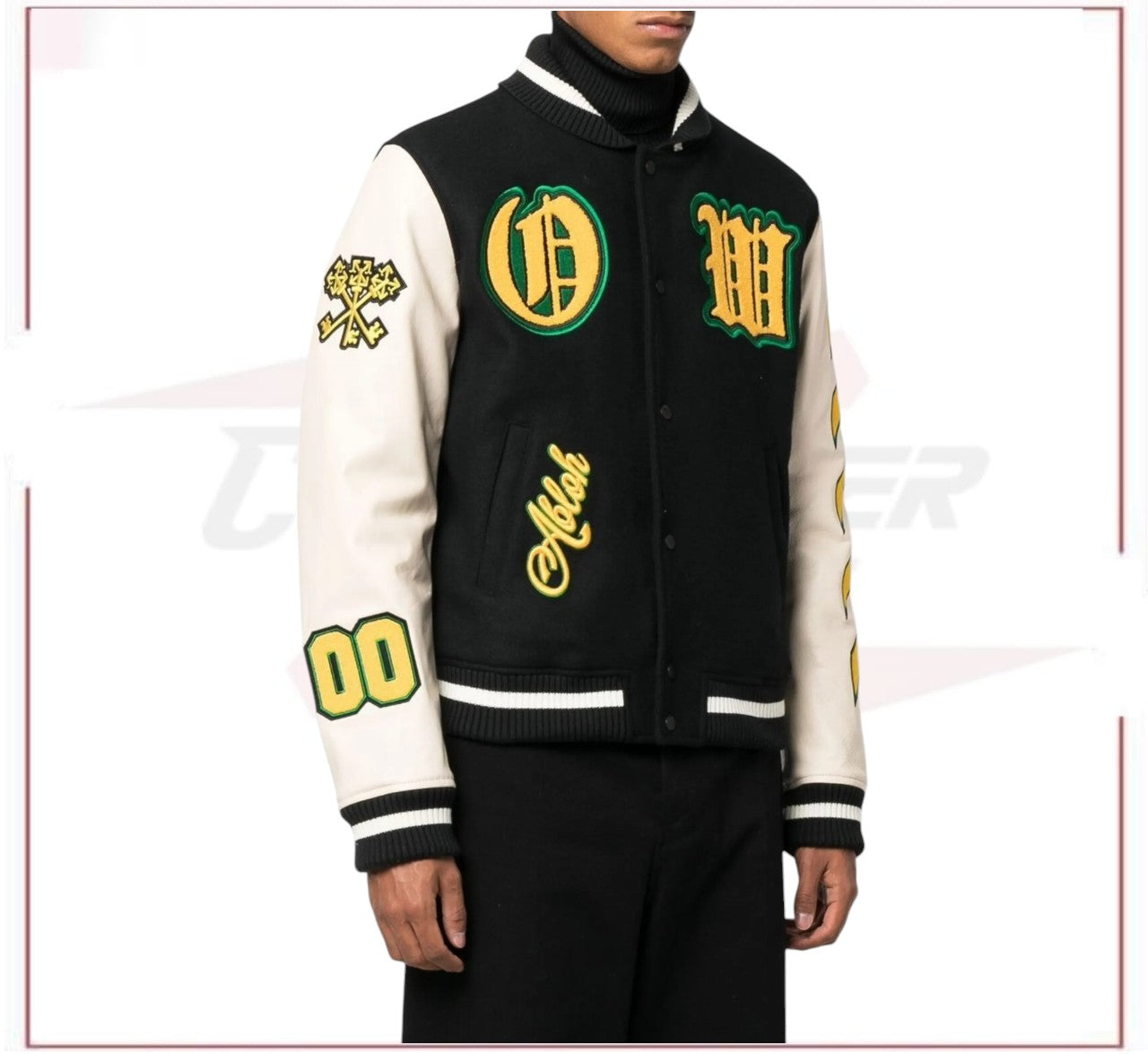 Off-White logo-patch varsity jacket