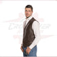 Men's Vest in Genuine Dark Brown Leather CROSSOVER RACEWEARS