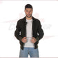 U03 - Men's Bomber Jacket in Genuine Green Suede Leather CROSSOVER RACEWEARS