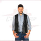 New Men's Vest in Genuine Black Leather CROSSOVER RACEWEARS
