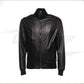 Men's Bomber Jacket in Genuine Black Leather CROSSOVER RACEWEARS