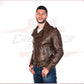 Men's Jacket in Genuine Dark Brown Oil Vintage Leather CROSSOVER RACEWEARS