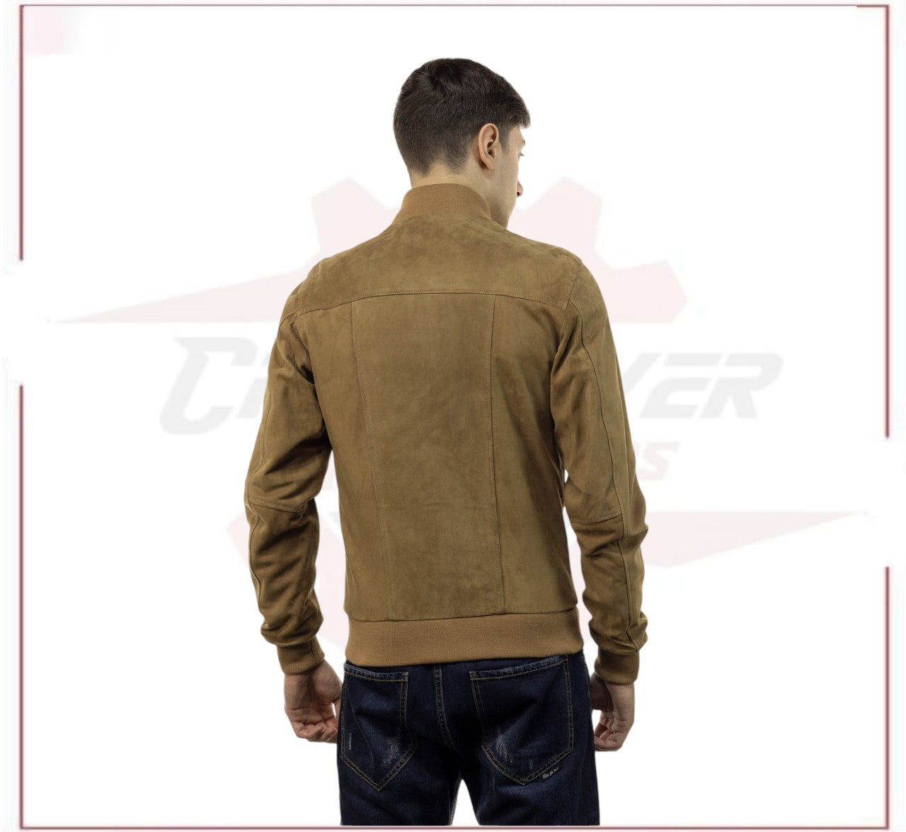 David - Men's Bomber Jacket in Genuine Honey Suede Leather CROSSOVER RACEWEARS