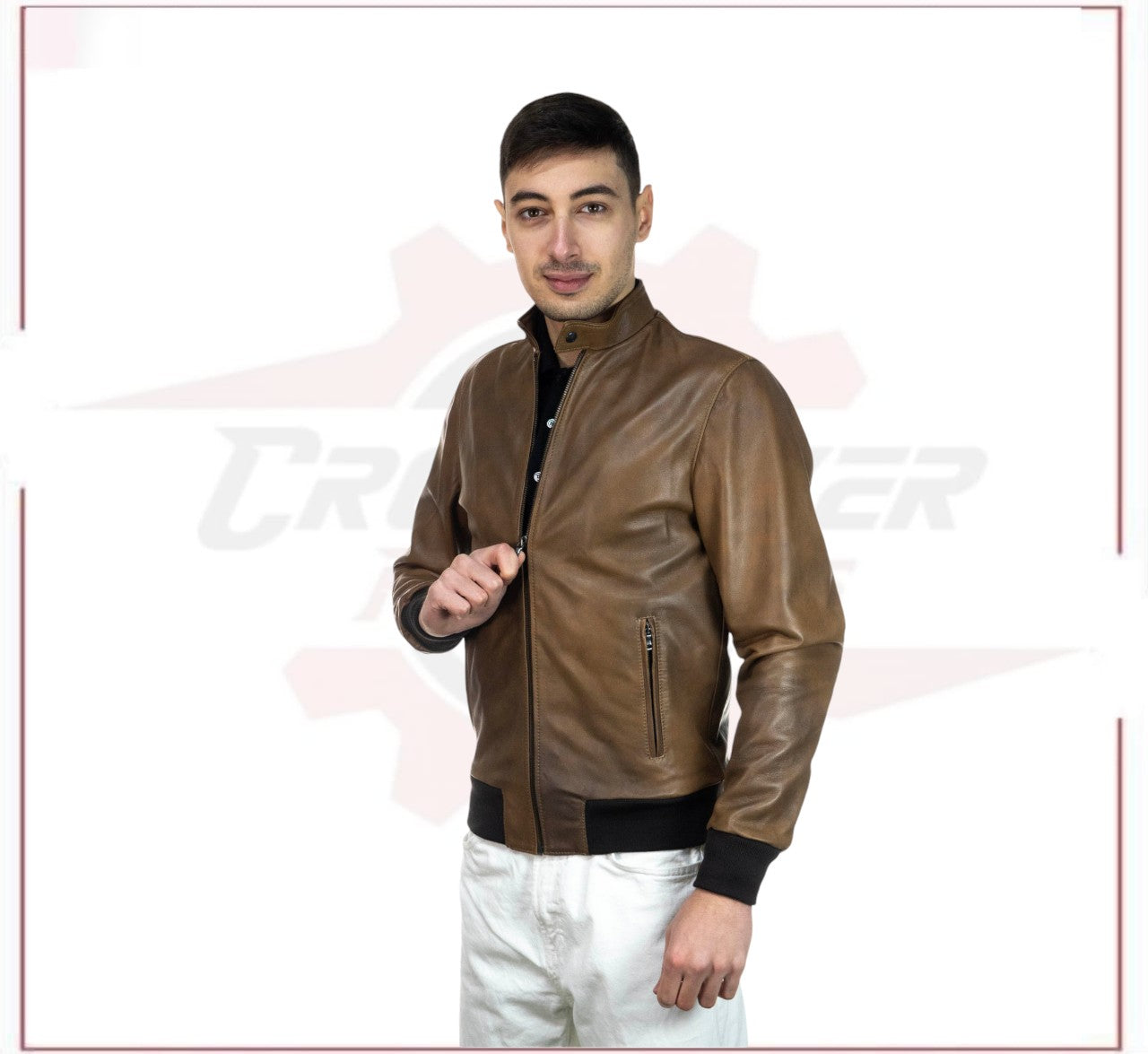Bomber Napoli - Men’s Brown Bomber Jacket CROSSOVER RACEWEARS