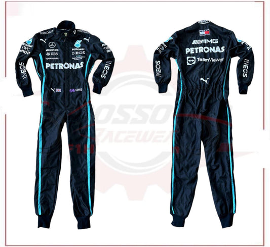 2022 Lewis Hamilton Mercedes Benz F1 Embroidered Race Suit CROSSOVER RACEWEARS