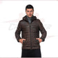Rio - Men's Down Jacket in Genuine Dark Brown Leather CROSSOVER RACEWEARS