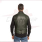 Men's Vest in Genuine Green Leather CROSSOVER RACEWEARS