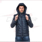 Berlino - Men's Down Jacket in Genuine Blue Leather CROSSOVER RACEWEARS