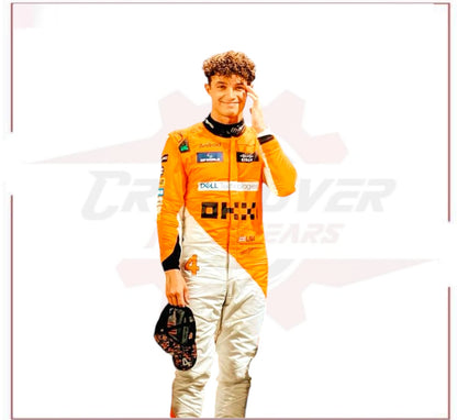 New 2024 McLaren Lando Norris F1 Team Race Suit CROSSOVER RACEWEARS