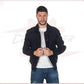 U03 - Men's Bomber Jacket in Genuine Blue Suede Leather CROSSOVER RACEWEARS