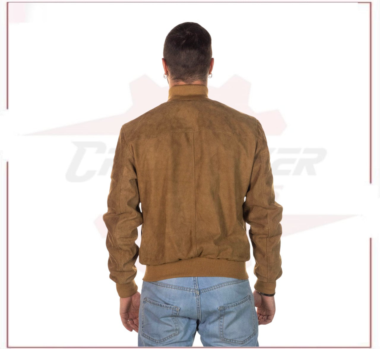 Men's Bomber Jacket in Genuine Honey Suede Leather CROSSOVER RACEWEARS