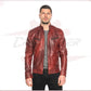 Men's Jacket in Genuine Bordeaux Leather CROSSOVER RACEWEARS