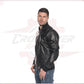 Men's Bomber Jacket in Genuine Black Leather CROSSOVER RACEWEARS