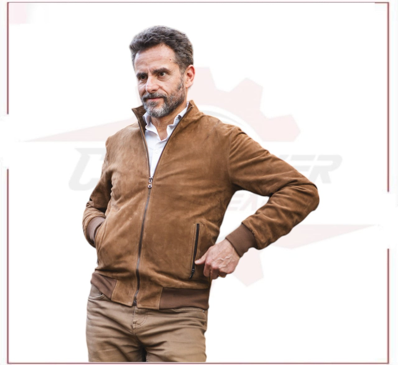 Victor - Men's Bomber Jacket in Genuine Honey Suede Leather CROSSOVER RACEWEARS